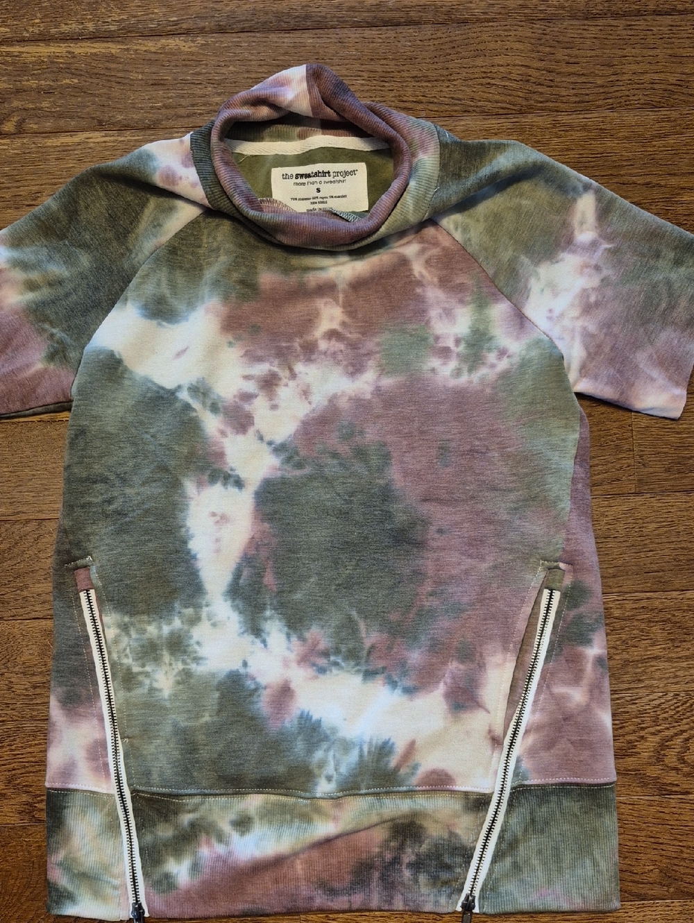The Sweatshirt Project Tie-Dye Short Sleeve Pullover Top - Olive & Mauve -